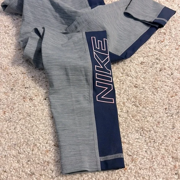 Nike Dri-Fit Pro Full Length Grey and Navy Leggings - Picture 2 of 8